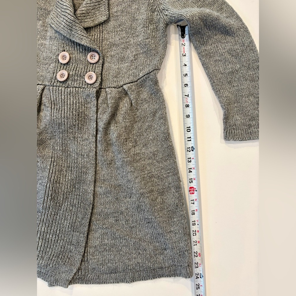 Vintage Inspired Gray Wool Blend Double Breasted Pea Coat Shaggy Collar Medium - Picture 6 of 12